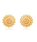Traditional South Screw Back Alloy Gold and Micron Plated Round Earring