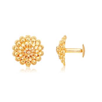 Traditional South Screw Back Alloy Gold and Micron Plated Round Earring 2