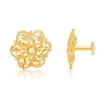 Traditional South Screw Back Alloy Gold and Micron Plated Round Earring 1