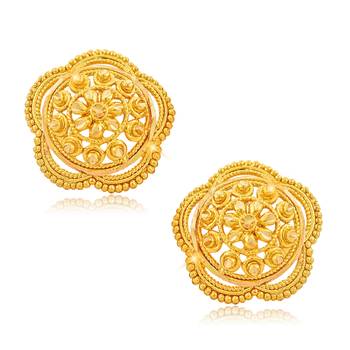 Traditional South Screw Back Alloy Gold and Micron Plated Round Earring 1