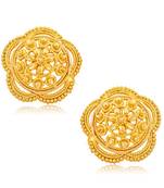 Traditional South Screw Back Alloy Gold and Micron Plated Round Earring