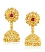 Traditional 1gm Gold South Screw Back Alloy Gold and Micron Plated Jhumka Earring