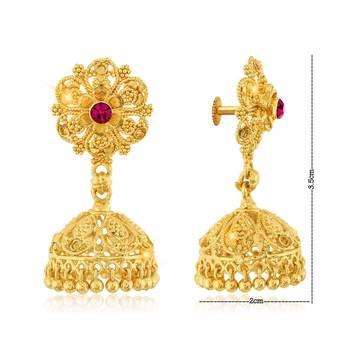 Traditional 1gm Gold South Screw Back Alloy Gold and Micron Plated Jhumka Earring 2