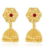 Traditional 1gm Gold South Screw Back Alloy Gold and Micron Plated Jhumka Earring