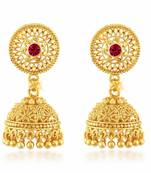 Traditional 1gm Gold South Screw Back Alloy Gold and Micron Plated Jhumka Earring