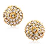 South Culture American Diamond studded South Screw Back Alloy Gold and Micron Plated Stud Earring