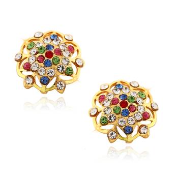 South Culture American Diamond studded South Screw Back Alloy Gold and Micron Plated Stud Earring 1