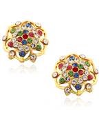 South Culture American Diamond studded South Screw Back Alloy Gold and Micron Plated Stud Earring