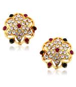 South Culture American Diamond studded South Screw Back Alloy Gold and Micron Plated Stud Earring