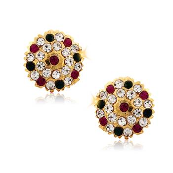 South Culture American Diamond studded South Screw Back Alloy Gold and Micron Plated Stud Earring 1