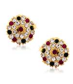 South Culture American Diamond studded South Screw Back Alloy Gold and Micron Plated Stud Earring