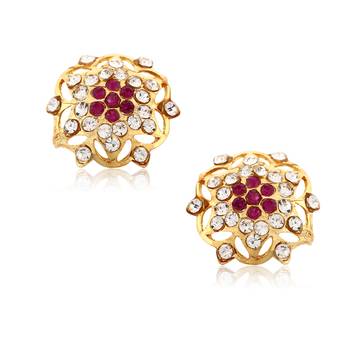 South Culture American Diamond studded South Screw Back Alloy Gold and Micron Plated Stud Earring 1