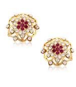 South Culture American Diamond studded South Screw Back Alloy Gold and Micron Plated Stud Earring