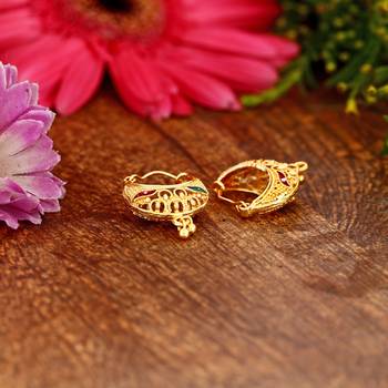 Traditional 1gm Gold Bucket Bali Alloy Gold and Micron Plated Earring 2