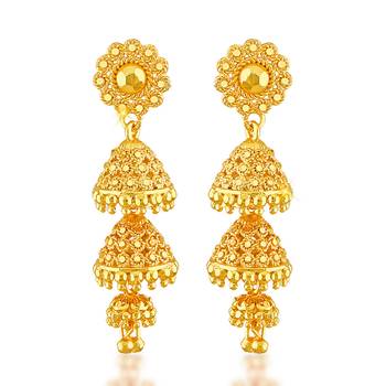 Traditional Jhumki Alloy Gold and Micron Plated Jhumki Earring 1