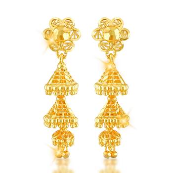 Traditional Jhumki Alloy Gold and Micron Plated Jhumki Earring 1