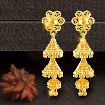 Traditional Jhumki Alloy Gold and Micron Plated Jhumki Earring 3