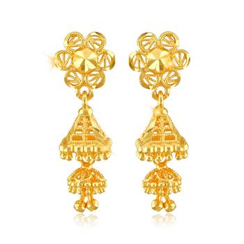 Traditional Jhumki Alloy Gold and Micron Plated Jhumki Earring 1