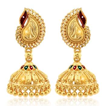 Traditional Jhumki Alloy 1 Gm Gold and Micron Plated Jhumki Earring for Women and Girls 1