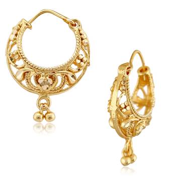 Traditional South Culture Alloy Gold Plated Bali Earring for Women ( Pack of- 1 Pair Bali Earrings) 1