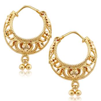 Traditional South Culture Alloy Gold Plated Bali Earring for Women ( Pack of- 1 Pair Bali Earrings) 2