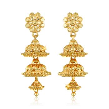 Traditional South Culture Alloy Gold Plated Jhumki Earring for Women ( Pack of- 1 Pair Jhumki Earrings) 1