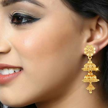 Traditional South Culture Alloy Gold Plated Jhumki Earring for Women ( Pack of- 1 Pair Jhumki Earrings) 2