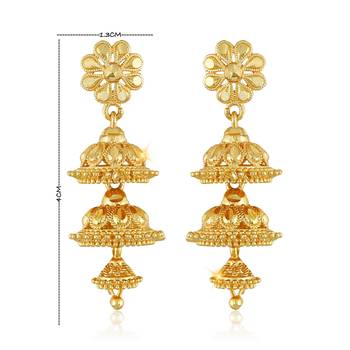 Traditional South Culture Alloy Gold Plated Jhumki Earring for Women ( Pack of- 1 Pair Jhumki Earrings) 3