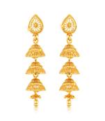 Traditional South Culture Alloy Gold Plated Jhumki Earring for Women ( Pack of- 1 Pair Jhumki Earrings)