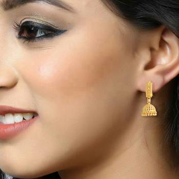 Traditional wear Gold Plated alloy Jhumka Bali Earring for Women and Girls ( Pack of- 1 Pair jhumka Bali Earring) 3