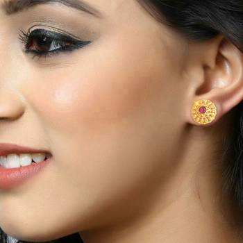 Traditional wear Gold Plated alloy stud Earring for Women and Girls ( Pack of- 1 Pair Stud Earring) 3
