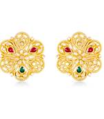 Traditional wear Gold Plated alloy Flower Stud Earring for Women and Girls ( Pack of 1 pair stud Earring)