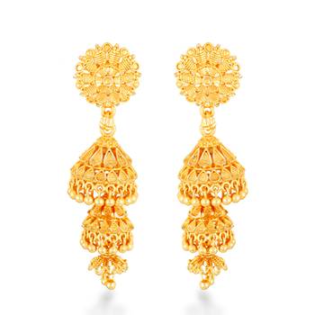 Traditional wear Gold Plated alloy jhumki Earring for Women and Girls ( Pack of 1 pair Jhumki Earring) 1