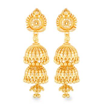 Traditional wear Gold Plated alloy jhumki Earring for Women and Girls ( Pack of 1 pair Jhumki Earring) 1