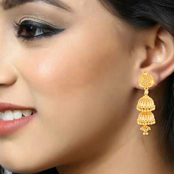 Traditional wear Gold Plated alloy jhumki Earring for Women and Girls ( Pack of 1 pair Jhumki Earring) 2
