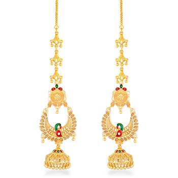 Traditional wear Gold Plated alloy Mayur design Kanchain Earring for Women and Girls ( Pack of 1 pair Kanchain Earring) 1