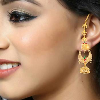 Traditional wear Gold Plated alloy Mayur design Kanchain Earring for Women and Girls ( Pack of 1 pair Kanchain Earring) 2