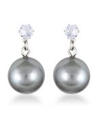 Fancy wear CZ Rhodium Plated alloy Black Drop Earring for Women and Girls ( Pack of 1 pair Earring)