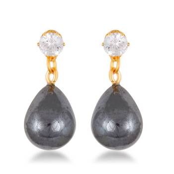 Fancy wear CZ Gold Plated alloy Black Drop Earring for Women and Girls ( Pack of 1 pair Earring) 1