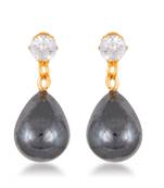 Fancy wear CZ Gold Plated alloy Black Drop Earring for Women and Girls ( Pack of 1 pair Earring)