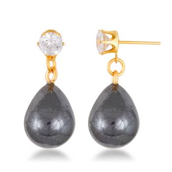Fancy wear CZ Gold Plated alloy Black Drop Earring for Women and Girls ( Pack of 1 pair Earring) 2