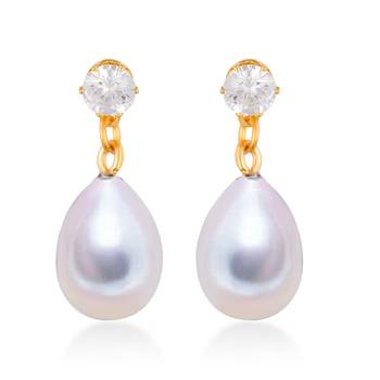 Fancy wear CZ Gold Plated alloy White Drop Earring for Women and Girls ( Pack of 1 pair Earring) 1