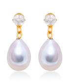 Fancy wear CZ Gold Plated alloy White Drop Earring for Women and Girls ( Pack of 1 pair Earring)