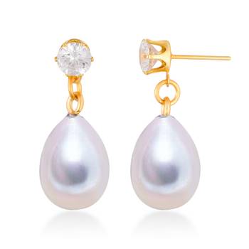 Fancy wear CZ Gold Plated alloy White Drop Earring for Women and Girls ( Pack of 1 pair Earring) 2