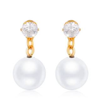 Fancy wear CZ Gold Plated alloy White Drop Earring for Women and Girls ( Pack of 1 pair Earring) 1