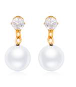 Fancy wear CZ Gold Plated alloy White Drop Earring for Women and Girls ( Pack of 1 pair Earring)