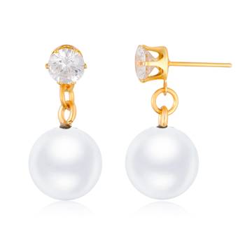 Fancy wear CZ Gold Plated alloy White Drop Earring for Women and Girls ( Pack of 1 pair Earring) 2
