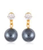 Fancy wear CZ Gold Plated alloy Black Drop Earring for Women and Girls ( Pack of 1 pair Earring)