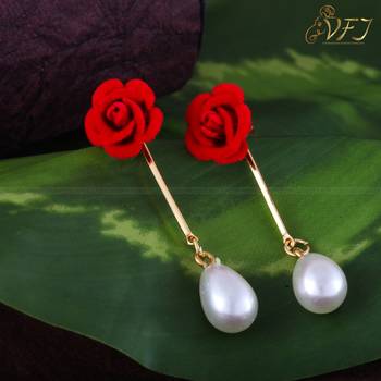 Valentine Gift Gold Plated alloy Moti Drop Earring for Women and Girls 1