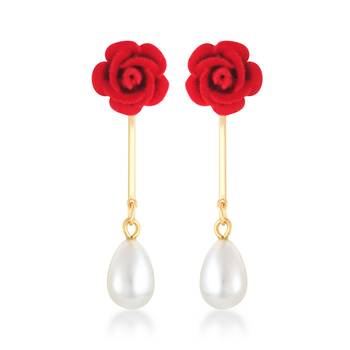 Valentine Gift Gold Plated alloy Moti Drop Earring for Women and Girls 2